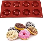 Silicone Donut Mold，Non-Stick Silicone Doughnut Pan Set with 8 Cavities，Heat Resistant, BPA Free and Dishwasher Safe，Suitable for Cakes, Biscuits, Bagels, Muffins