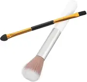 COLLBATH Double Sided Makeup Brush Set 2pcs Eye Shadow Highlighter Brush for Women Plastic Wool Material Portable for Travel