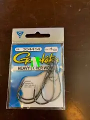 FISH HOOKS 4-pack heavy cover worm sz: 4/0 Gamakatsu 304414 New!