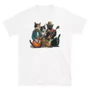 Funny Cats Band T-shirt - Art Novelty Music Graphic Tee Unisex