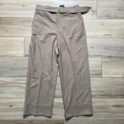 Club Monaco Enamel Ring Wool Blend Straight Leg Pants Size 10 Camel Ankle Length