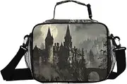 Gothic Scary Castle Insulated Lunch Box for Women Men - Ideal for Work, Picnics - Includes Adjustable Shoulder Strap