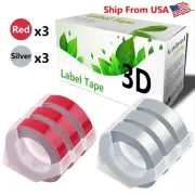 (3Red+3Silver) LabelTape Fit For Dymo 814580 Dymo 20008CP Label Makers