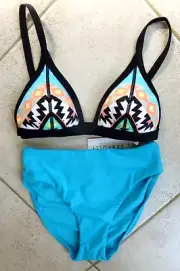 Seafolly Bikini Kasbah Scuba Tri Bralette Top 8 & Capri Reg Retro Power Pant 8