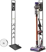 Nandaga Vacuum Stand (with Wheels) Compatible with V15 V11 V10 V8 V7 V6 Vacuum Cleaners, Vacuum Accessories Stable Metal Organizer Stand Holder Fit for Handheld Cordless Vacuum Cleaners (Black)
