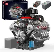 Mould King 10171 V8 Engine Model Kit - 487 Pcs to Build Your Own Mini Engine Tha