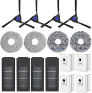 Replacement Parts Compatible with ECOVACS DEEBOT X2 Omni/ X2 Combo/ X2 Pro Vacuum Cleaner. 4 Side Brush,4 Hepa Filters,4 Mop Pads,4 Dust Bag
