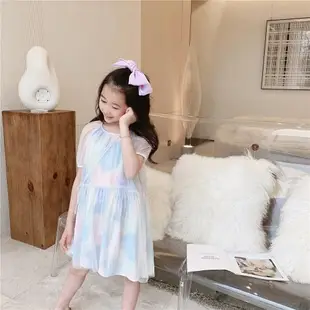 mini愛莎公主裙冰雪奇緣彩虹童裝