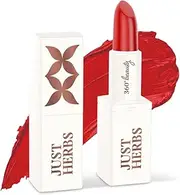 [Just Herbs] Ayurvedic Creamy Matte Lipstick For Moisturized Lips - Parabens & Chemical Free 05 Deep Red (Half - Size) 1.8gm