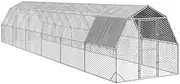 Chicken Run with Roof, Outdoor Metal Chicken Coop for Large Walk-in Run Pen, Easy to Assemble, for Backyard Farming, Silver 2.5x12x2.25 m Galvanised Steel