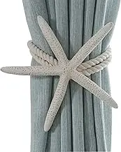 ZILucky 2 Pieces Natural Starfish Curtain Tiebacks Rope Drape Tie Band Drapery Holdbacks Room Decor