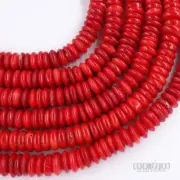 16" Red Bamboo Coral Thin Rondelle / Disc Beads Red/Orange [Option: 8mm - 11mm]