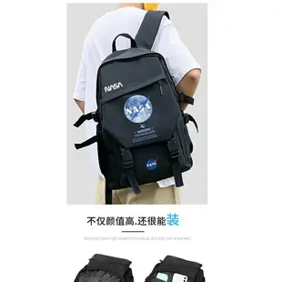 NASA星球慵懶時尚書包後背包背包男小眾高中生大容量休閒潮牌輕便大容量 書包 防水包 後背包 筆電包