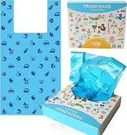 Degradable Disposable Diaper Bags Baby Nappy Sacks Waste Bin or Pet Waste Bags, 200 Pcs Biodegradable Diaper Trash Bags with Handle Easy-Tie for Nappies, Rubbish, Dog Poop (18.537cm, Blue)