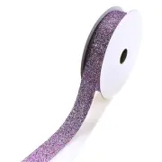 Christmas Flat Glitter Wired Edge Ribbon, Lavender, 7/8-inch, 25-yard