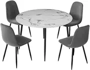 Artiss Dining Table and Chairs Set 5PCS Marble Grey Lounge Kitchen Furniture
