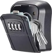 Key Lock Box Wall-Mounted Key Storage Box for House Keys, Resettable Code Safe Security Lock Box for Home, Office, Garage, Apartment Spare Key Storage (1 Pack, Black)