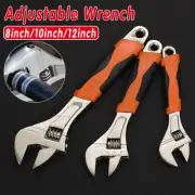 8 10 12 Inch Adjustable Wrench Chrome Vanadium Steel Rubberized GripDurable Tool