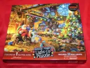 New Ceaco Thomas Kinkade Santa Holiday Magic Light Up 500-Piece Jigsaw Puzzle