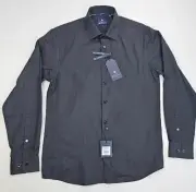 Ben Sherman Slim Fit Size 15-15.5 32-33 Men's Black Basketweave Dobbie L/S Shirt