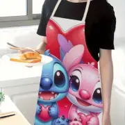 Adorable Stitch & Angel Holding Heart Happy Valentine's Day Apron