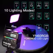YONGNUO YN60RGB LED Video Light Portable Pocket Photography Lighting 2500K-9500K