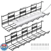2 Pack DELAMU Under Desk Cable Management Tray, Metal Cord Cable Organizer fo