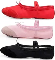 [WOFASHPURET] 1 Pair of Soft Sole Kids Adults Dance Shoes Lightweight Anti Yoga Ballet Folk Modern Ballroom Jazz Size 28 Pink
