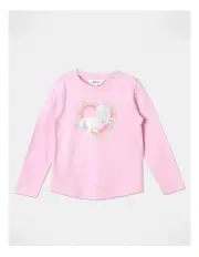 [Milkshake] Essential Long Sleeve Unicorn Heart Tee in Light Pink