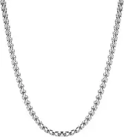 [UMtrade] Women's Men's Stainless Steel Round Box Chain Link Necklace 60cm