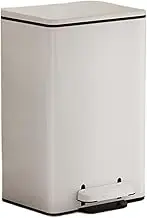 Trash Can Trash Can with Lid, Stainless Steel Trash Can with Foot Pedal, Soft Close Waste Bin with Inner Bucket for Home, Office, Commercial Trash Can (White,13L)