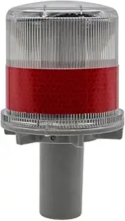 Red Solar LED Flashing Warning Lights, Waterproof Strobe Lamp, Solar Charging, for Beacon Dock Deck Driveway Sidewalk Path Safety Signs, Flash Traffic Lights
