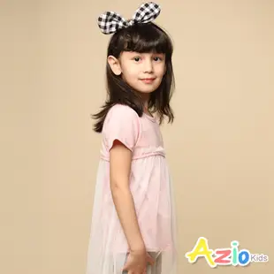 Azio Kids美國派 女童 上衣 雙層網紗造型棉質短袖上衣(粉)