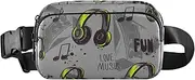 [Amooorous] Love Music Fun 80s Stylish Waist Pack Crossbody Bag for Men Women Multipurpose Cross Body Bag Belt Pack with Adjustable Strap for Cycling Hiking Gym, Love music fun 80s, 1 size