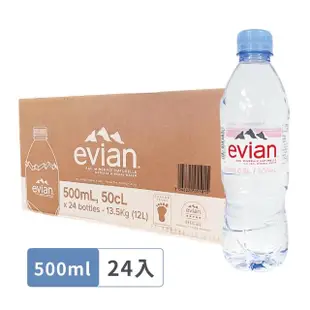 福利品【Evian 依雲】法國Evian天然礦泉水500mlx24入/箱