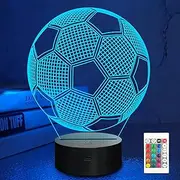 Lampeez Soccer Night Lights for Kids, 3D Illusion Football Lights 16 LED Remote Color Changing Touch Table Desk Lamps Decor, Birthday Xmas Gifts Sports Theme Fans