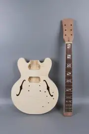 DIY Electric Guitar Kit Semi-hollow Maple Body 22 Fret Rosewood Fretboard