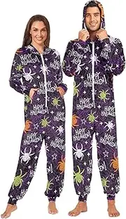 [Joisal] Halloween Colorful Araneids Men's Novelty One-piece Pajamas Warm Adult Suit Onesie Medium, Halloween Colorful Araneids, Medium