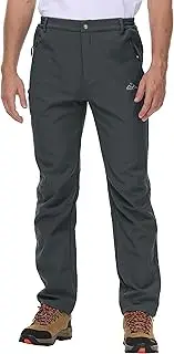 [Rdruko] Men's Fleece Lined Trousers Winter Warm Outdoor Snow Ski Hiking Walking Fishing Camping Pants with Zip Pockets