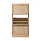 Shoe Cabinet Storage 3 Doors Rack Organizer Rattan Shelf 45 Pairs