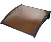 Instahut Window Awning Brown PC Panel with Black Bracket Outdoor Door Canopy Sun Shade Shelter, Patio Terrace Garden Baconly Porch Shield Rain Snow Eaves C