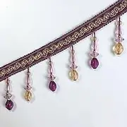 Tassel Fringe Trim, 12 Meters Hanging Beads Trimming Lace Braid Beaded Pendant Tassel Fringe Trim Sewing Crafts Home Curtain Sofa Decor(Red Purple)