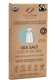 Jelina Chocolatier | 8 Pack 72% Dark Chocolate Bar with Sea Salt 3.52 oz