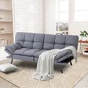 [Hcore] Convertible Futon Sofa Bed,Futon Couch Bed,Memory Foam Futon Sleeper Sofa,Loveseat Sofa Bed,Small Splitback Polyester Modern Sofa for Living Room,Office,Apartment,Dark Grey