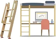 Bunk Bed Ladder Wooden Twin Bed Bunk Ladder with Handle& Non-Slip Foot, Universal Heavy Duty Leaning Ladder for Loft Dorm Elderly Adults, Portable Rv Ladder (Size : 5 Step 150cm/59