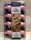 NEW! Charcoal Companion Corn On Cob Holders PIGS Set 4 Pink Stainless Prongs NIP
