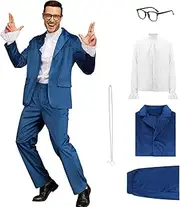 Austin 60s Spy Swinger Costume Powers Groovy Costumes for Men Halloween Costumes Suit Party Velour Cosplay Outfit