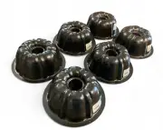 NEW! LOT OF SIX (6) CRATE & BARREL MINI NON-STICK BUNDT CAKE PANS DARK METAL