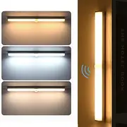 LED Motion Sensing Night Light USB Rechargeable Three-Tone Light Smart LED Strip Light Cable Free Bedroom Cabinet Wine Cabinet Wardrobe Corridor Night Lighting