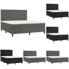 Box Spring Bed with Mattress Dark Grey 153x203 cm Queen Size Velvet Base vidaXL